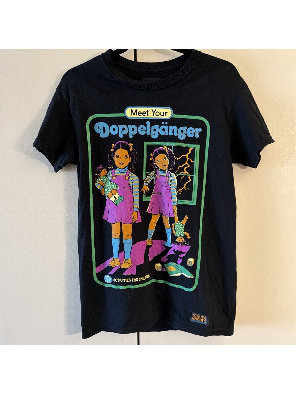 Steven Rhodes Activities For Children Graphic Tee Mens Size Small Black T-Shirt
